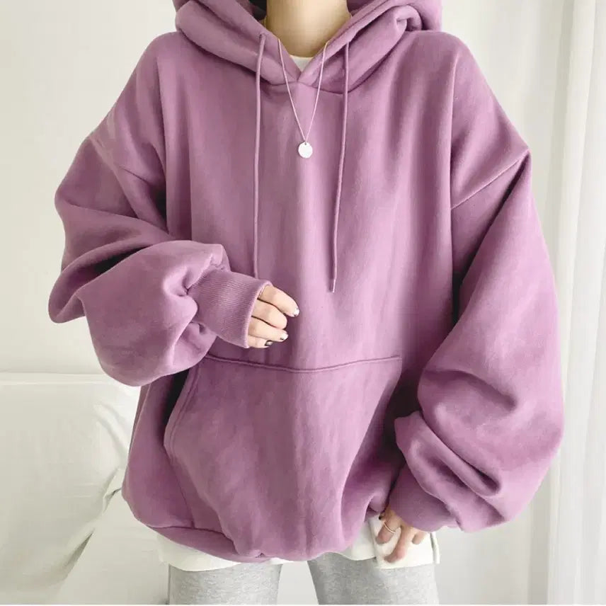 [BUNJANG] Purple Oversized Hooded Sweatshirt / 양기모 퍼플 오버핏 후드티 Free