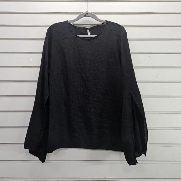 [BUNJANG] Black Sleeve Slit Blouse / 블랙  소매트임 블라우스 66/보물찾기천사