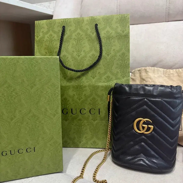 [BUNJANG] Gucci Marmont Matelassé Mini Bucket Bag / 구찌 마몽 마틀라세 미니 버킷밸
