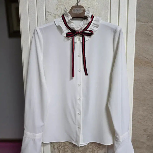 [BUNJANG] MIXXO White Ribbon Blouse / 0914) MIXXO 화이트 리본 블라우스