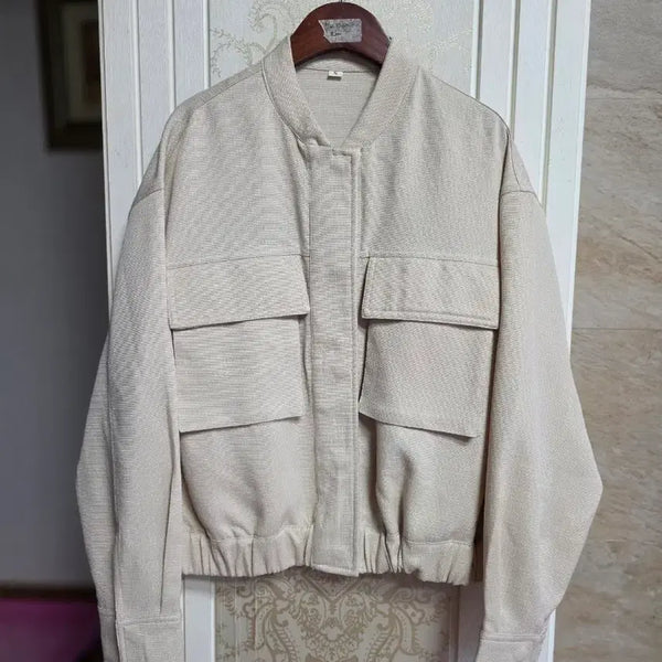 [BUNJANG] Beige Pocket Blouson Jacket / 0914) 베이지색 포켓 블루종 간절기  자켓