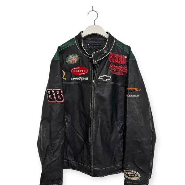 [BUNJANG] NASCAR Racing Leather Biker Jacket / NASCAR 레이싱 레더 바이커 자켓