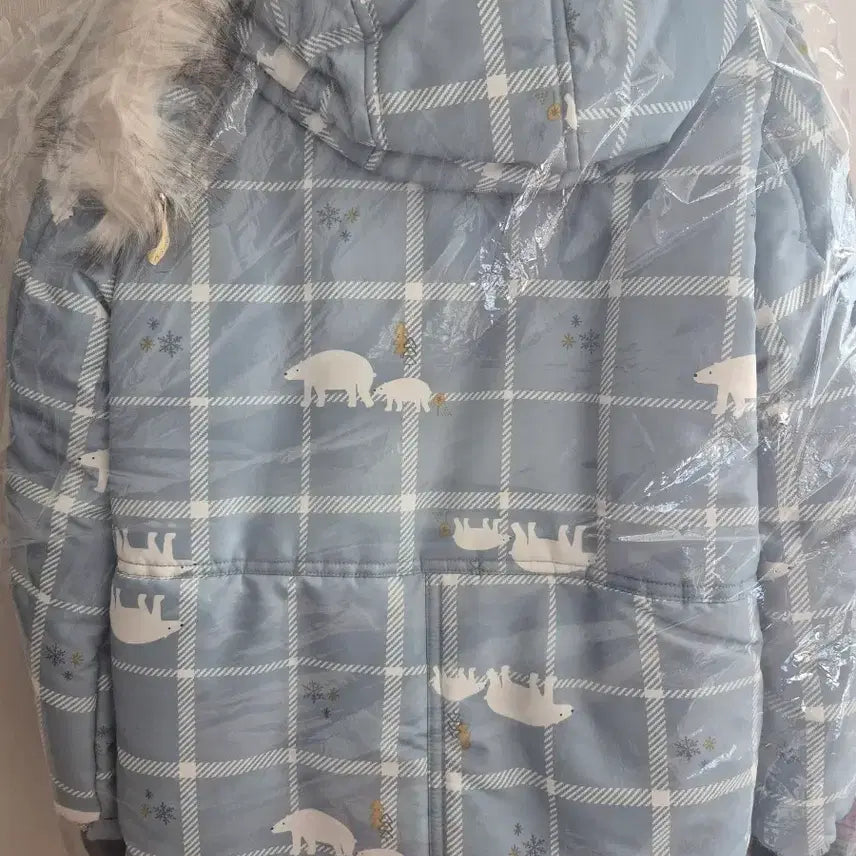 [BUNJANG] Children's Bear Check Hooded Padding Jumper / 아동용 곰돌이 체크 후드 패딩