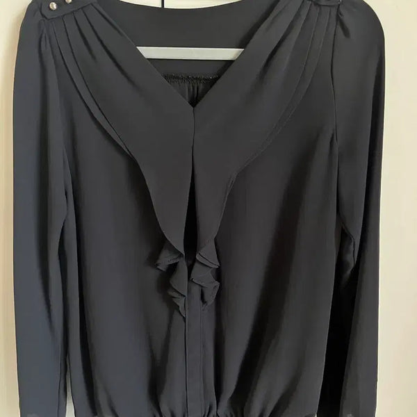 [BUNJANG] Navy Frill Design Blouse / 프릴 디자인 네이비 블라우스