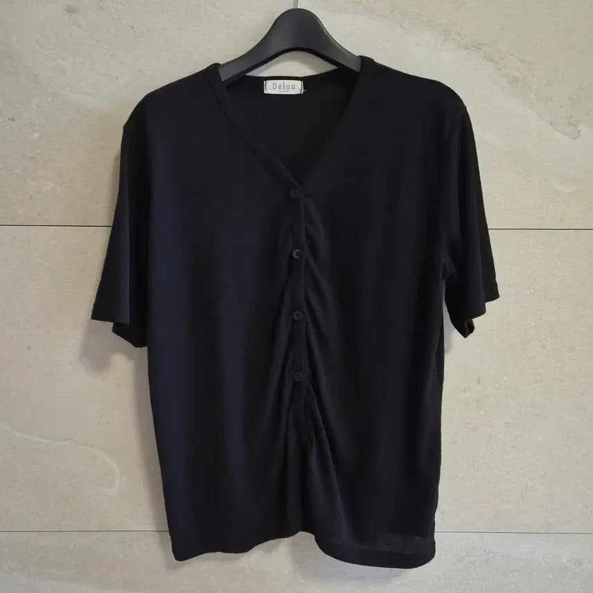 [BUNJANG] Black Short-Sleeve Cardigan Shirt / 검정 반팔 셔츠 가디건