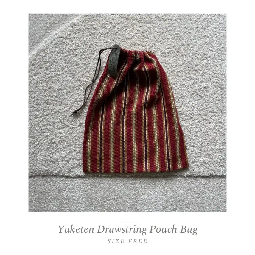 [BUNJANG] Yuketen Striped Dobby Weave Drawstring Pouch Bag / Yuketen 드로스트링 파우치 백 (Free)