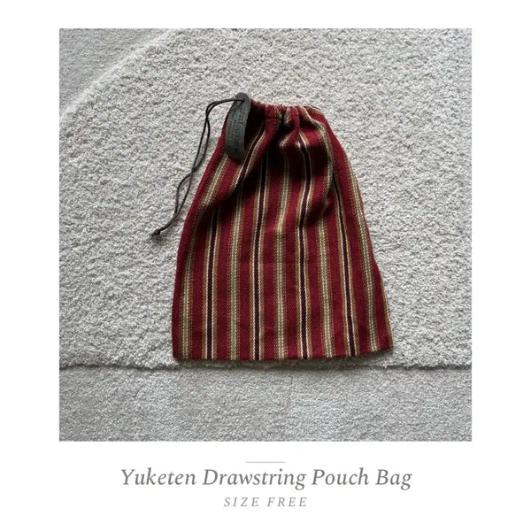 [BUNJANG] Yuketen Striped Dobby Weave Drawstring Pouch Bag / Yuketen 드로스트링 파우치 백 (Free)