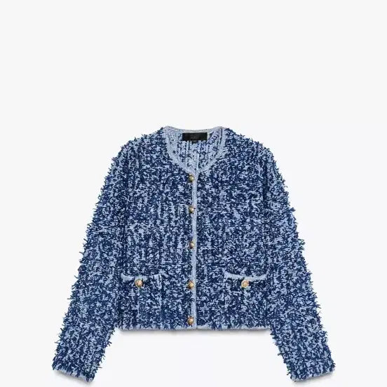 [BUNJANG] Zara Blue Tweed Jacket (New) / 자라 블루 트위드 새상품