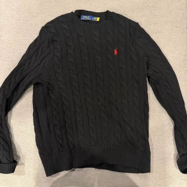 [BUNJANG] Polo Cable Knit Round Neck Sweater / 폴로 케이블 니트