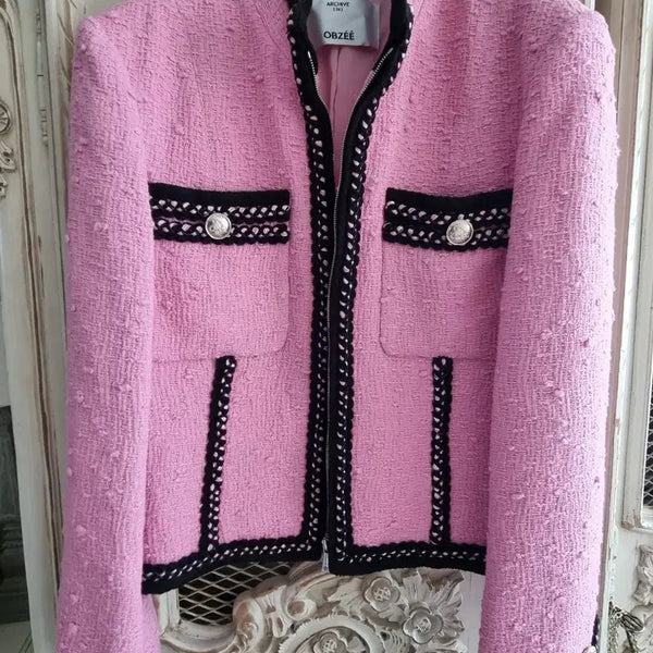 [BUNJANG] Obzee Pink Tweed Jacket / 한섬 오브제 핑크 트위드자켓