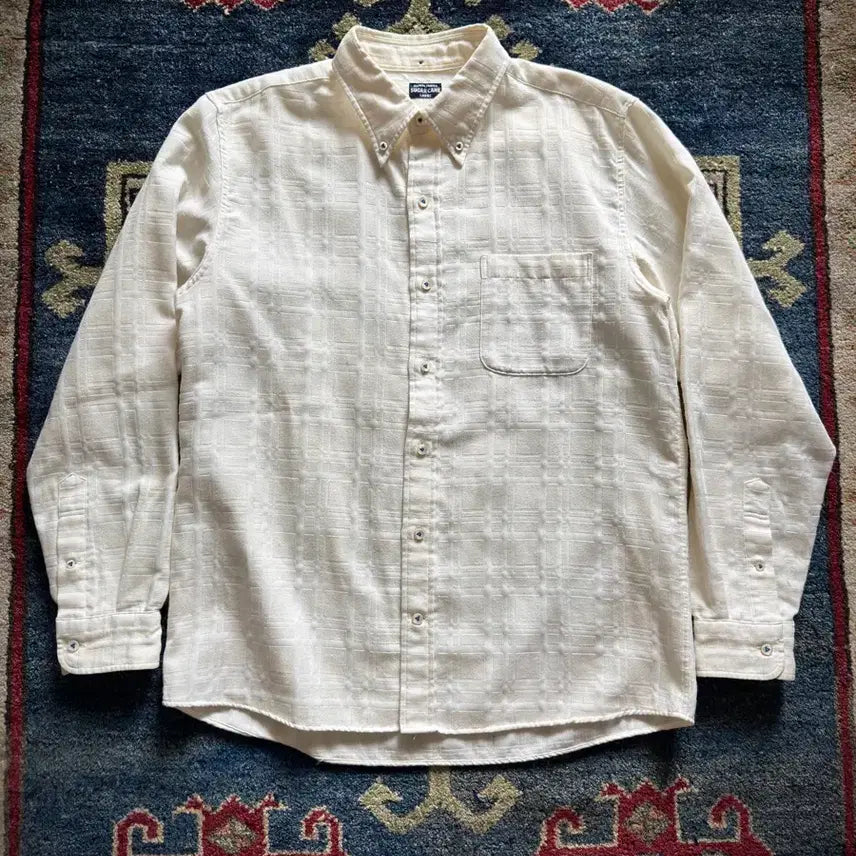 [BUNJANG] Sugar Cane Embossed Square Button-Down Shirt White / Sugar Cane Embossed square White shirt