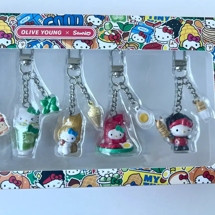 [BUNJANG] Hello Kitty Regional Food Series Keychain Bundle Set (Includes Box) / 박스포함) 텐바이텐 올리브영 지역 키링 헬로키티 보성녹차, 우도땅콩, 서울떡볶이, 부산어묵