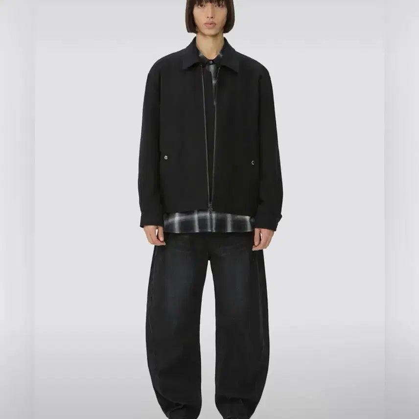 [BUNJANG] Black Tweed Zip-Up Jacket / 블랙 트위드 집업 자켓