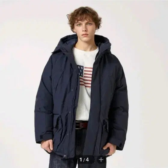 [BUNJANG] Whoau Hooded Down Jacket Navy L / 후아유 후드 다운 재킷 네이비 L