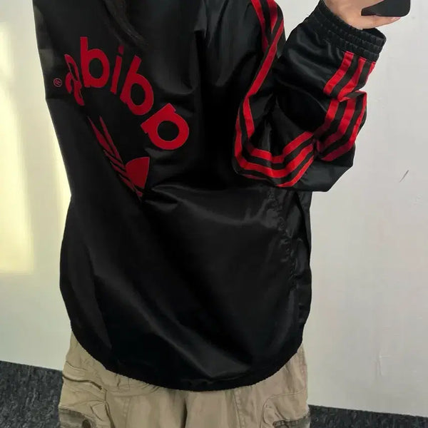 [BUNJANG] Adidas Old School Red/Black Bomber Jacket / 아디다스 레드블랙 올드스쿨 봄버 자켓