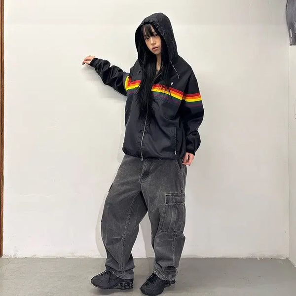[BUNJANG] A Bathing Ape 1990s Rainbow Stripe Windbreaker / A BATHING APE 1990's BAPE Rainbow Stripe Wind Breaker