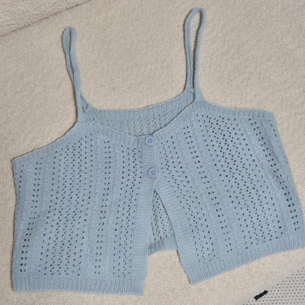 [BUNJANG] Sky Blue Knit Bustier Top / 하늘색 니트 뷔스티에