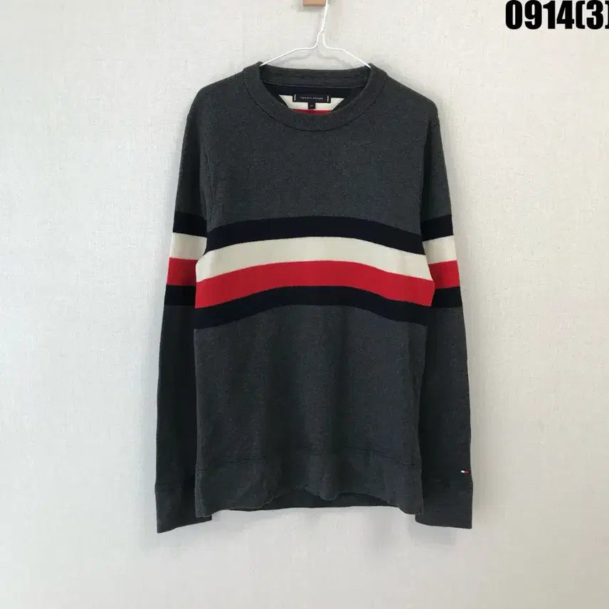 [BUNJANG] Tommy Hilfiger Line Knit Grey M / 타미힐피거 라인 니트 그레이 M