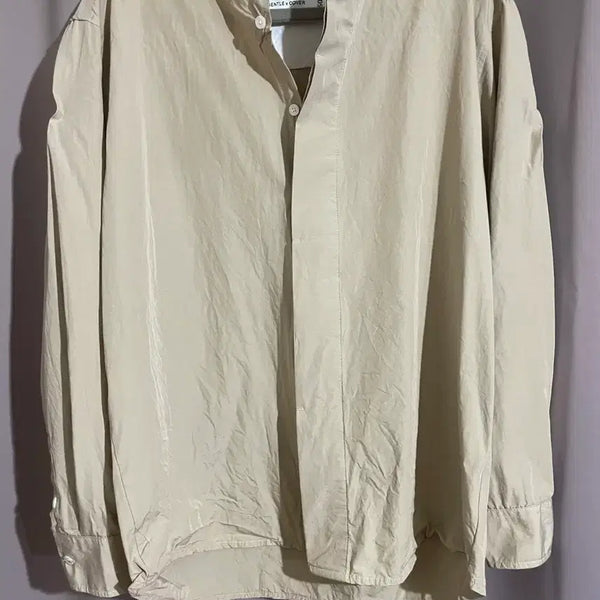[BUNJANG] Beige Mandarin Collar Shirt / 베이지색 차이나 카라 셔츠 남방