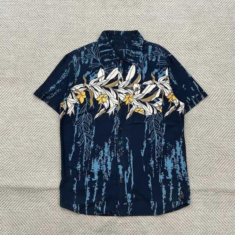 [BUNJANG] Quiksilver Flower Pattern Half Sleeve Shirt / 퀵실버 플라워패턴 하프셔츠 r4619