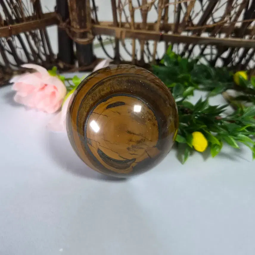 [BUNJANG] Natural Tiger's Eye Stone Sphere - 70mm / 70mm 천연 호안석 구 재물운