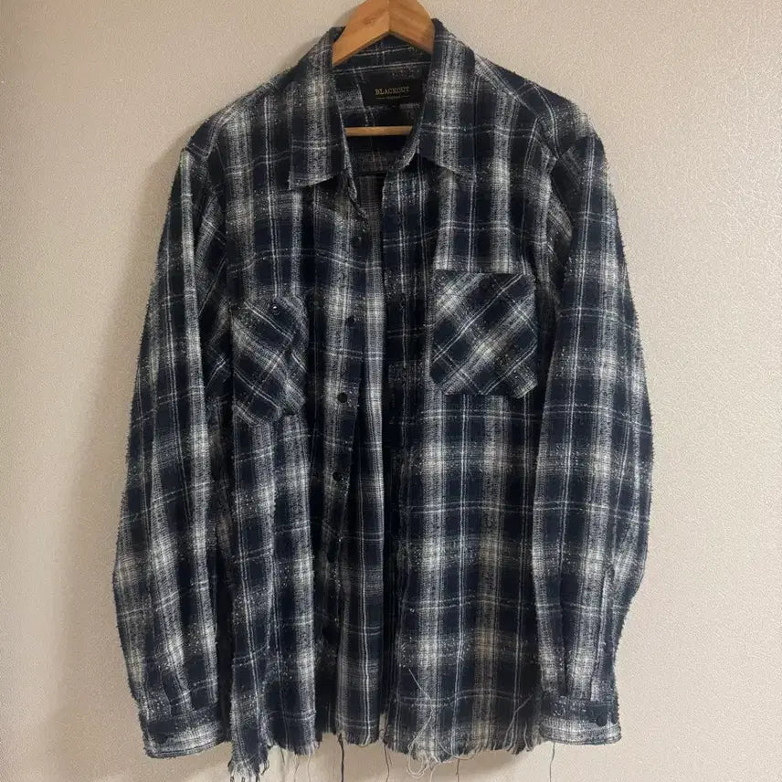 [BUNJANG] Blackout Checkered Shirt L / 블랙아웃 체크셔츠 L