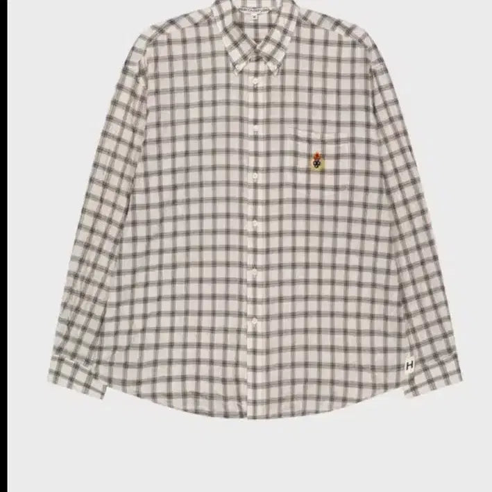 [BUNJANG] Heritagefloss Crest Washed Sheer Check Shirt Ivory / 헤리티지플로스 셔츠