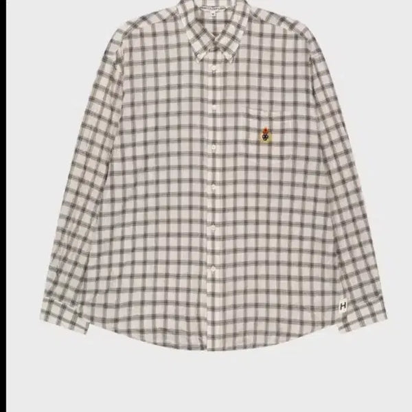 [BUNJANG] Heritagefloss Crest Washed Sheer Check Shirt Ivory / 헤리티지플로스 셔츠