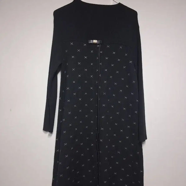 [BUNJANG] Black Pattern Long Dress (One Size) / 블랙 패턴 롱 원피스(프리사이즈)