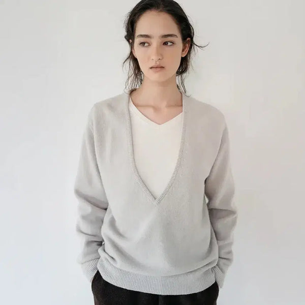 [BUNJANG] Arto Wool V-Neck Knit Ash Beige / 아르토 울 브이넥 니트 애쉬베이지