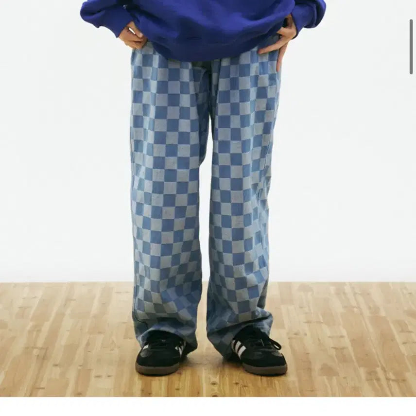 [BUNJANG] Brownbreath Tag Checker Pants Light Blue L / 브라운브레스 체크 팬츠 라이트블루 L