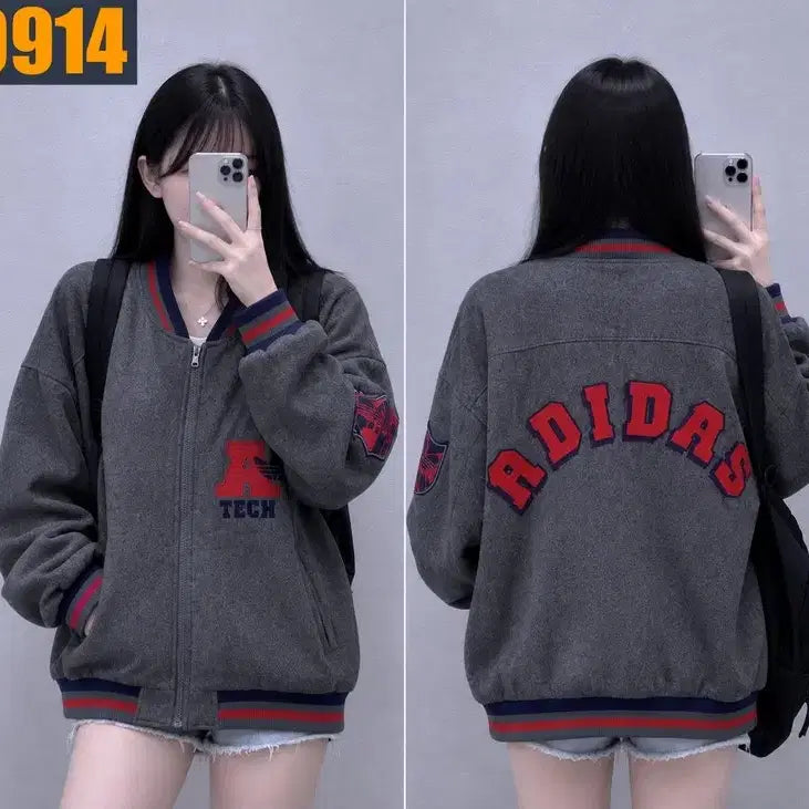 [BUNJANG] Adidas A-Tech Big Logo Wool Varsity Jacket / 105-110 ADIDAS 아디다스 빈티지 A TECH 빅로고 울 바시티 자켓