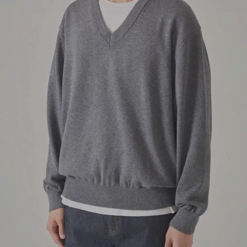 [BUNJANG] The Row Wool Cotton Plain V-Neck Knit / 인더로우 울 코튼 플레인 브이넥 니트