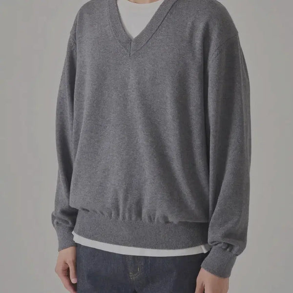 [BUNJANG] The Row Wool Cotton Plain V-Neck Knit / 인더로우 울 코튼 플레인 브이넥 니트