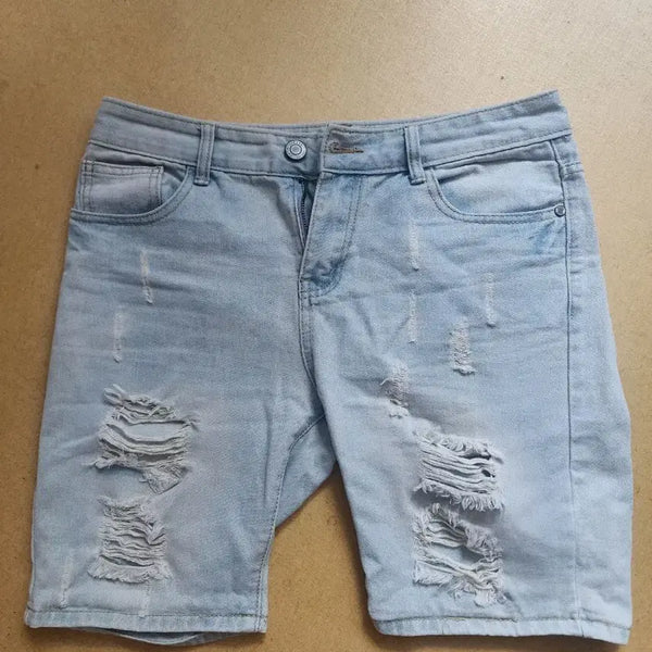 [BUNJANG] Light Wash Ripped Denim Shorts / 연청 찢청 반바지