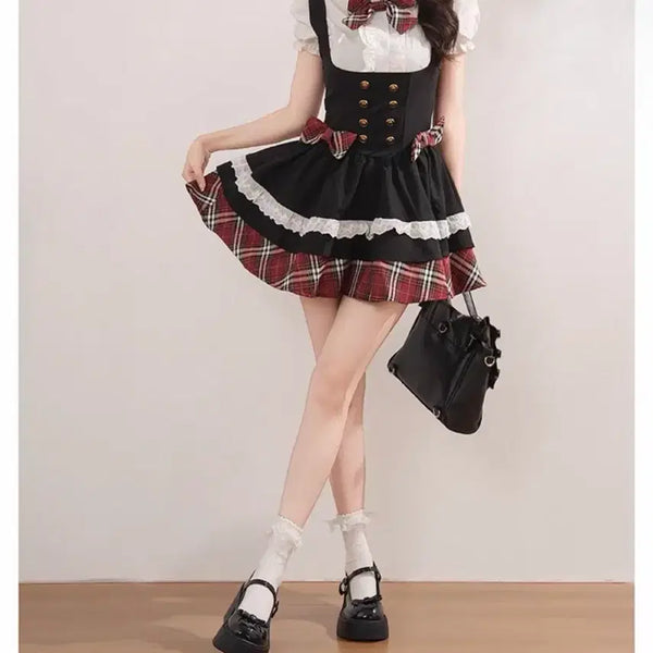 [BUNJANG] Checkered Dress Set / 체크 원피스 세트 (검색어 로리타 양산형)