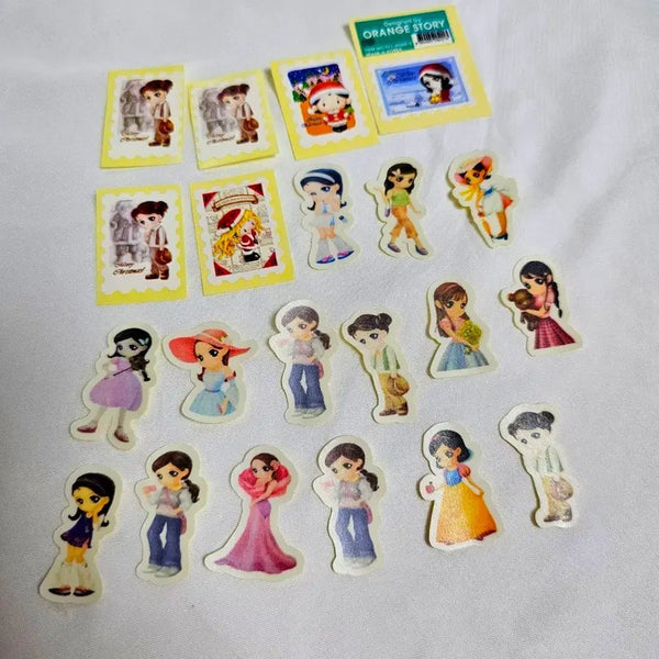 [BUNJANG] Orange Story Scrap Stamp Sticker Bundle Set / 고전문구 오렌지스토리 조각 씰 우표 스티커 일괄 세트