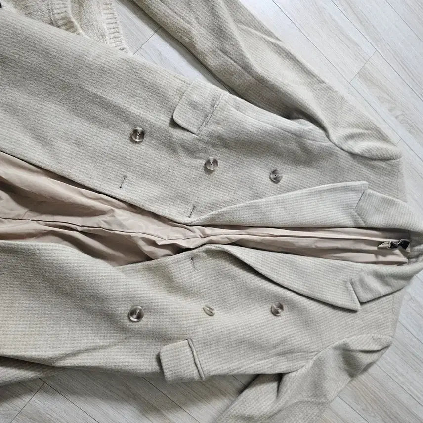 [BUNJANG] Wool Blend Tweed Coat Set (Beige) with Knit and Pants / 울 블렌드 트위드 코트 베이지 외 니트,바지