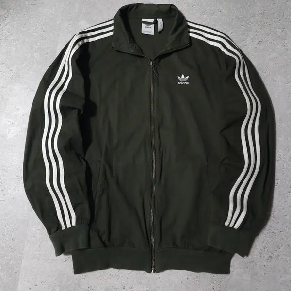 [BUNJANG] Adidas 3-Stripes Cotton Training Jacket Khaki / 아디다스 삼선 카키 코튼 트레이닝 자켓