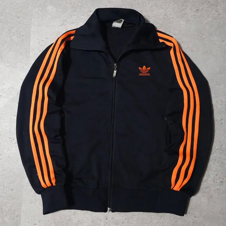 [BUNJANG] Adidas Three Stripes Deep Navy x Orange Training Jersey Jacket / 아디다스 삼선 딥네이비x주황 트레이닝 져지 자켓