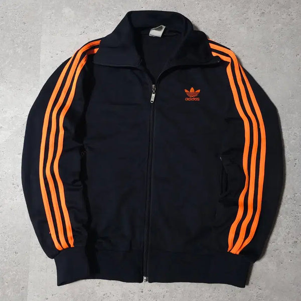[BUNJANG] Adidas Three Stripes Deep Navy x Orange Training Jersey Jacket / 아디다스 삼선 딥네이비x주황 트레이닝 져지 자켓