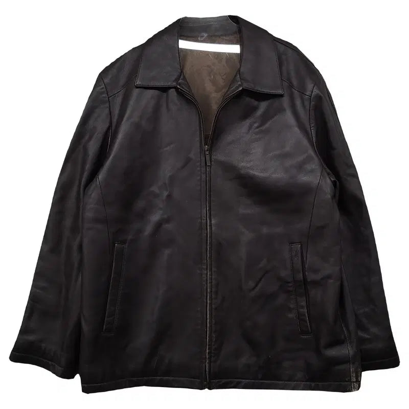 [BUNJANG] Galaxy Black Lambskin Leather Jacket / 갤럭시 블랙 양가죽 레더 자켓 100