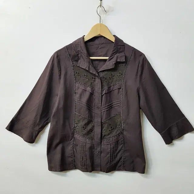 [BUNJANG] Earthy Mode Linen Blend Blouse - Brown / EARTHY MODE 린넨 블라우스 브라운