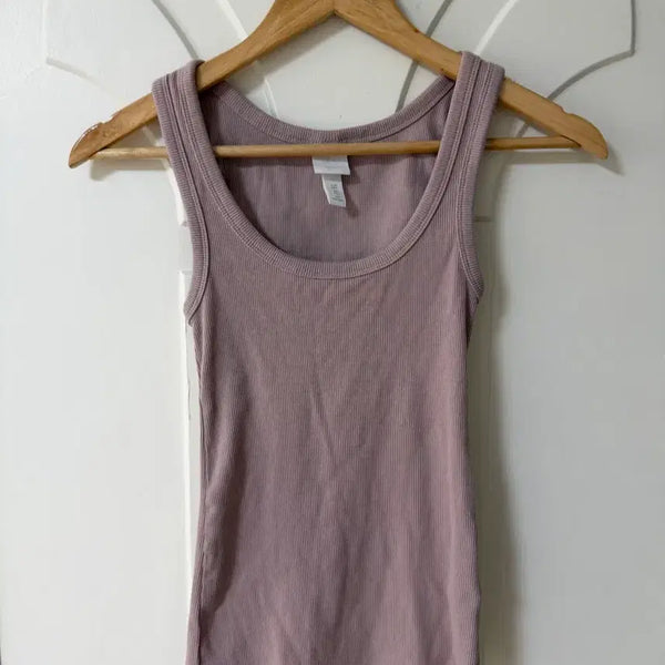 [BUNJANG] H&M Pink Basic Ribbed Tank Top XS/S / H&M 핑크베이직 골지 나시 XS/S