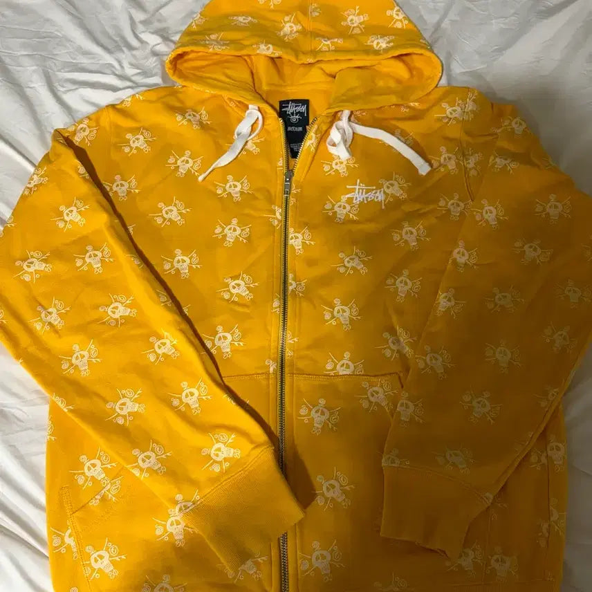 [BUNJANG] Stussy Yellow Pattern Hooded Zip-Up Jacket / 스투시 후드집업 옐로우 패턴