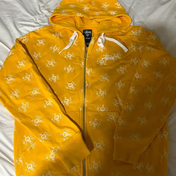 [BUNJANG] Stussy Yellow Pattern Hooded Zip-Up Jacket / 스투시 후드집업 옐로우 패턴