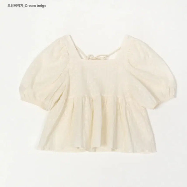 [BUNJANG] From Beginning Zigzag Lace Square Puff Blouse / 프롬비기닝 지그재그 레이스 스퀘어 퍼프 블라우스