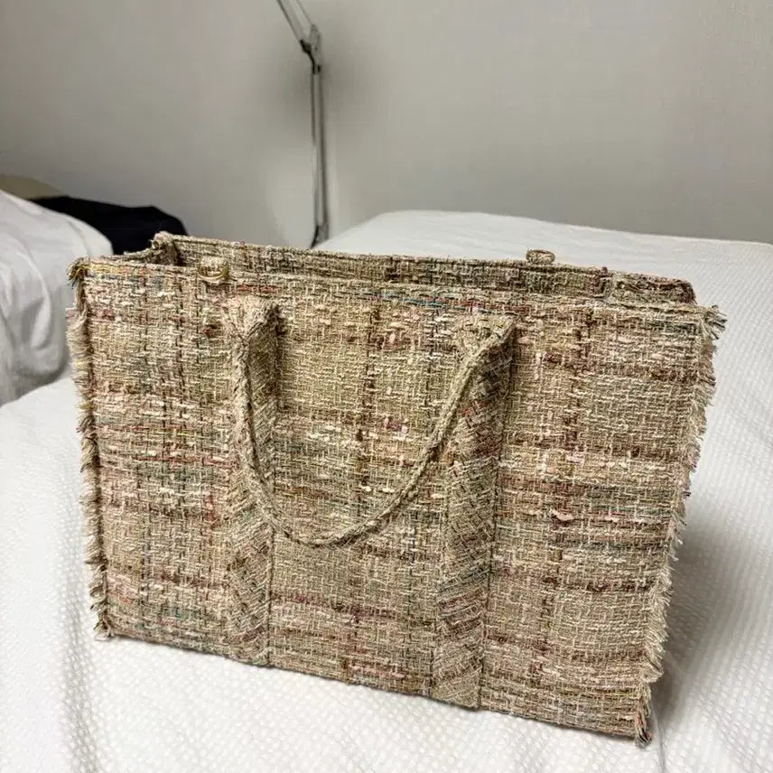 [BUNJANG] Jinnyesque Tweed Tote Bag - Large / 지니에스크 트위드백 토트백 L