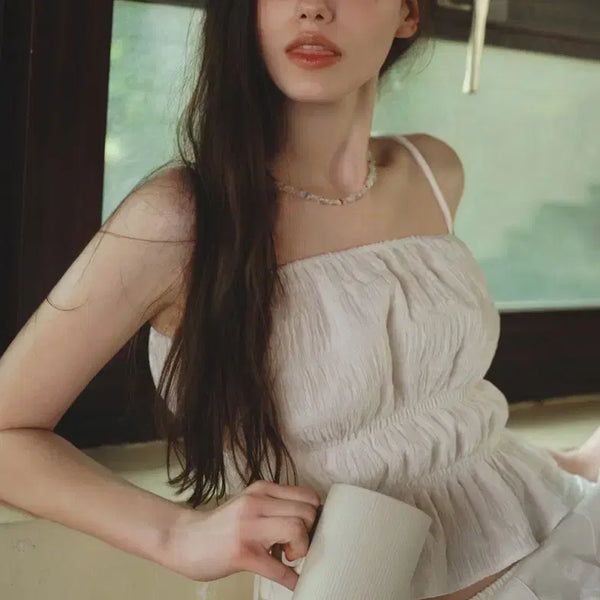[BUNJANG] Abra Moa Wrinkle Shirring Sleeveless Top / [새상품] 아비에무아 크링클 셔링 슬리브리스 탑