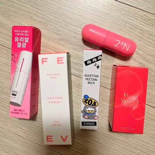 [BUNJANG] FEEV, ROM&ND, AHC Skincare and Makeup Bundle / 피브 블러셔 + 롬앤 조앤프렌즈 글래스팅 멜팅밤 + AHC 세럼 미니 + 롬앤 틴트